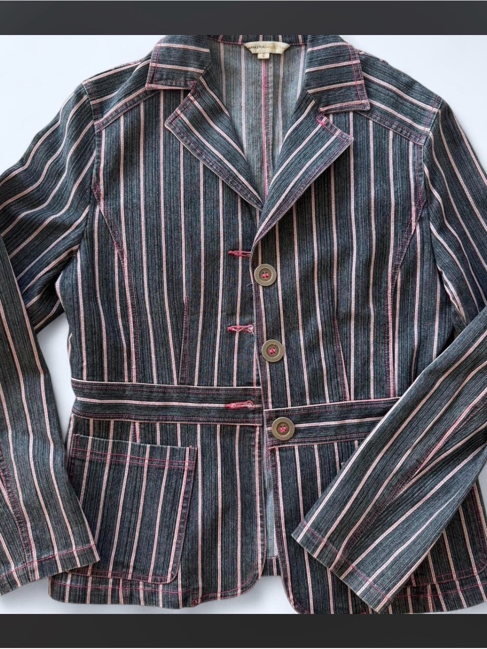 VINTAGE Striped BCBG Pink & Gray Women's Tailored Blazer
